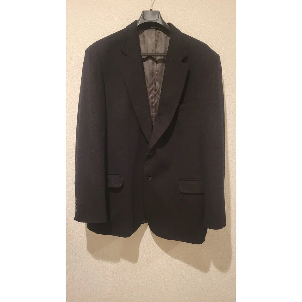 Club Room Men's 100% Camel Hair Sport Coat Jacket BLAZER Size 48 Long Black